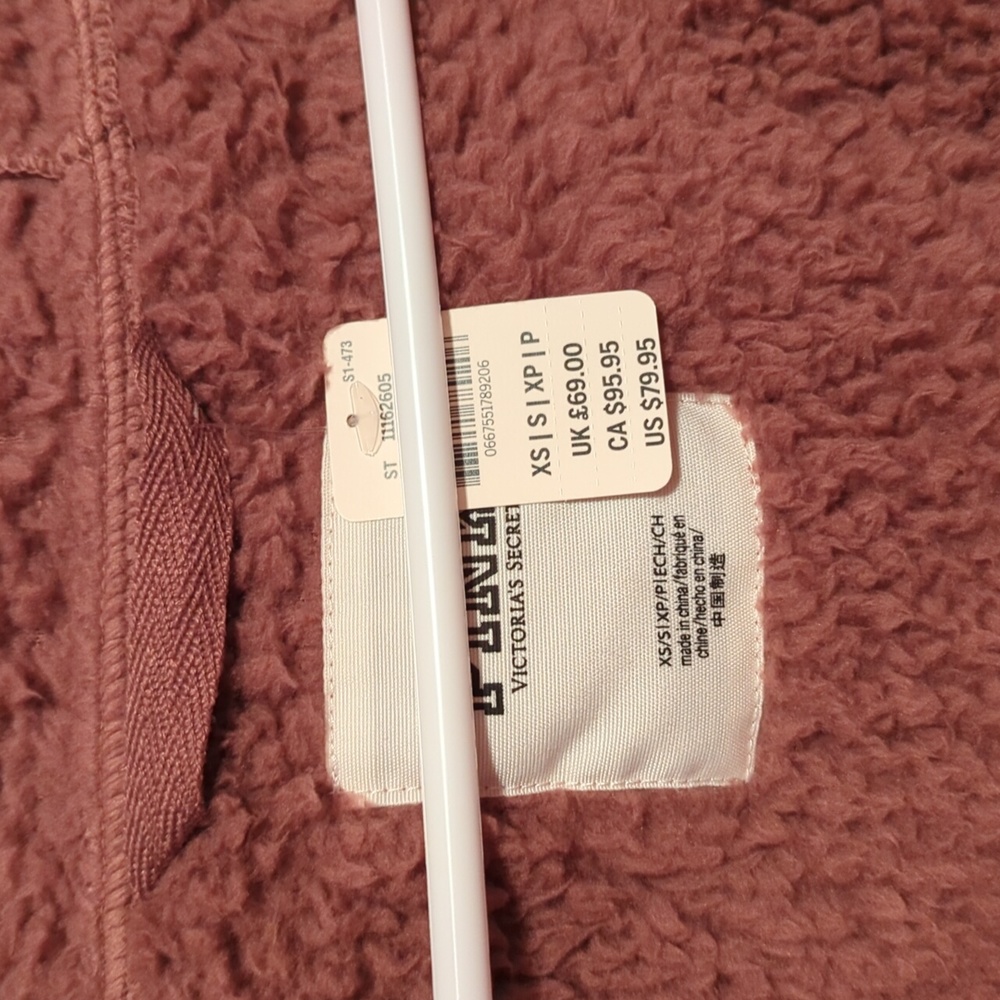 NWT Victoria's Secret PINK Sherpa Hooded Cardigan XS - Picture 2 of 2